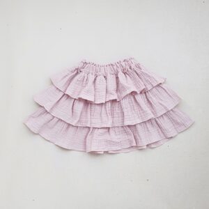 muślinowa spódniczka dla dziewczynki z falbankami w kolorze różowym