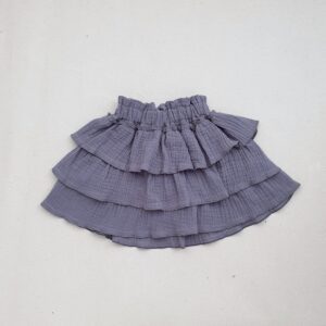 muślinowa spódnica dla dziewczynki z falbankami w kolorze grafitowym