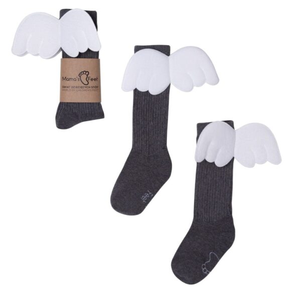 Podkolanówki Grafitowy Aniołek - Mama's Feet zdj 1
