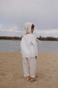 Bluzka basic z długim rękawem | Kremowa - Nomad Kid zdj 4