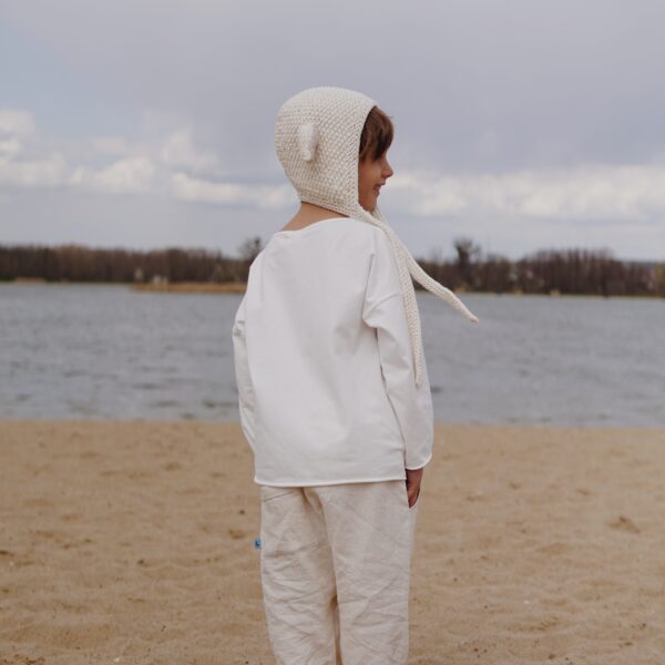 Bluzka basic z długim rękawem | Kremowa - Nomad Kid zdj 4