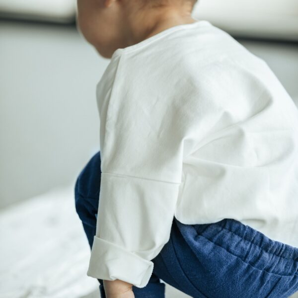 Bluzka basic z długim rękawem | Kremowa - Nomad Kid zdj 1