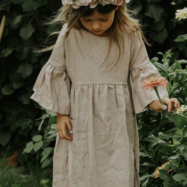Lniana sukienka Rossano | Brudny róż - Nomad Kid zdj 2